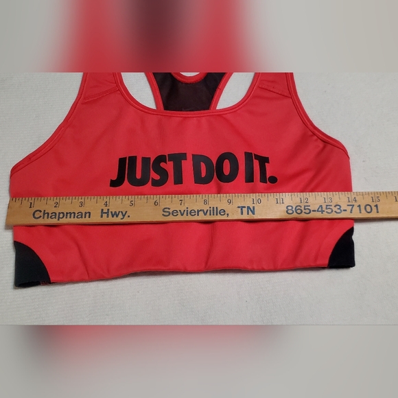Nike Coral Sports Bra with Black Text. Sz L - Picture 4 of 4